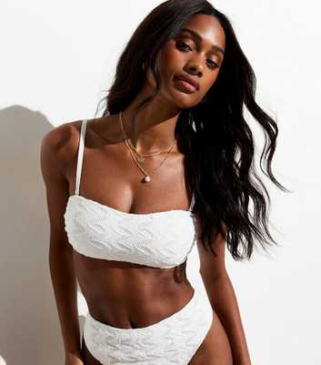 White Crochet-Lace Bandeau Bikini Top 