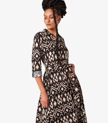 Apricot Black Abstract Print Hanky Hem Midi Dress New Look