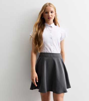 Girls Grey Flared School Skirt