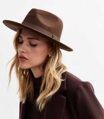 Dark Brown Felted Fedora Hat