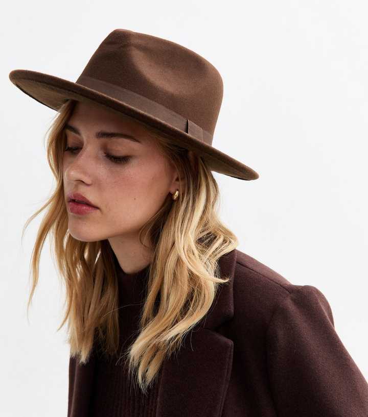 Rancher Hat Women's Wool Felt Fedora Hat Dark Brown Felted Fedora Hat New Look Rancher Hat Women's Wool Felt Fedora Hat Dark Brown Felted Fedora Hat New Look