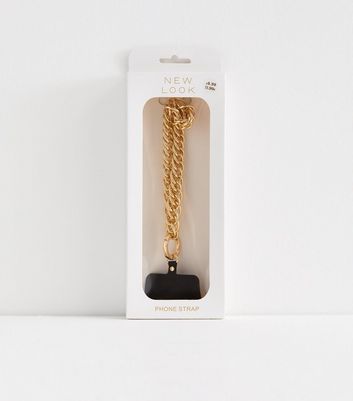 Gold Chunky-Chain Wrist Phone Strap New Look