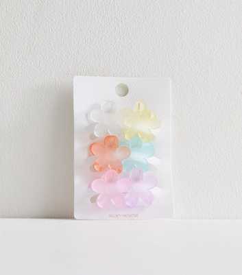 6 Pack Multicoloured Frosted Flower Mini Hair Claw Clips