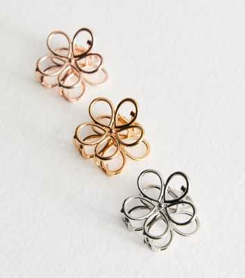 3 Pack Multicoloured Cut Out Mini Flower Hair Claw Clips