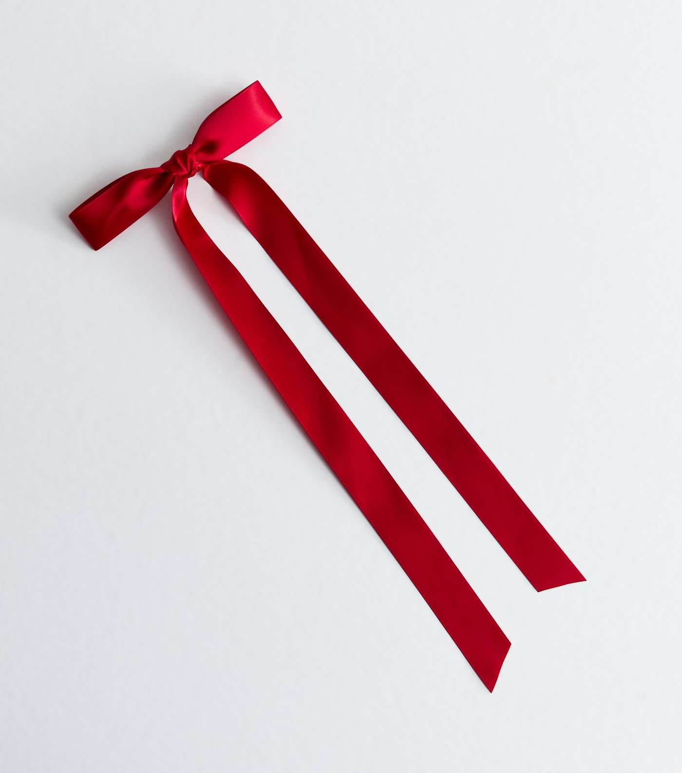 Red Satin Skinny Bow Hair Slide Image 2