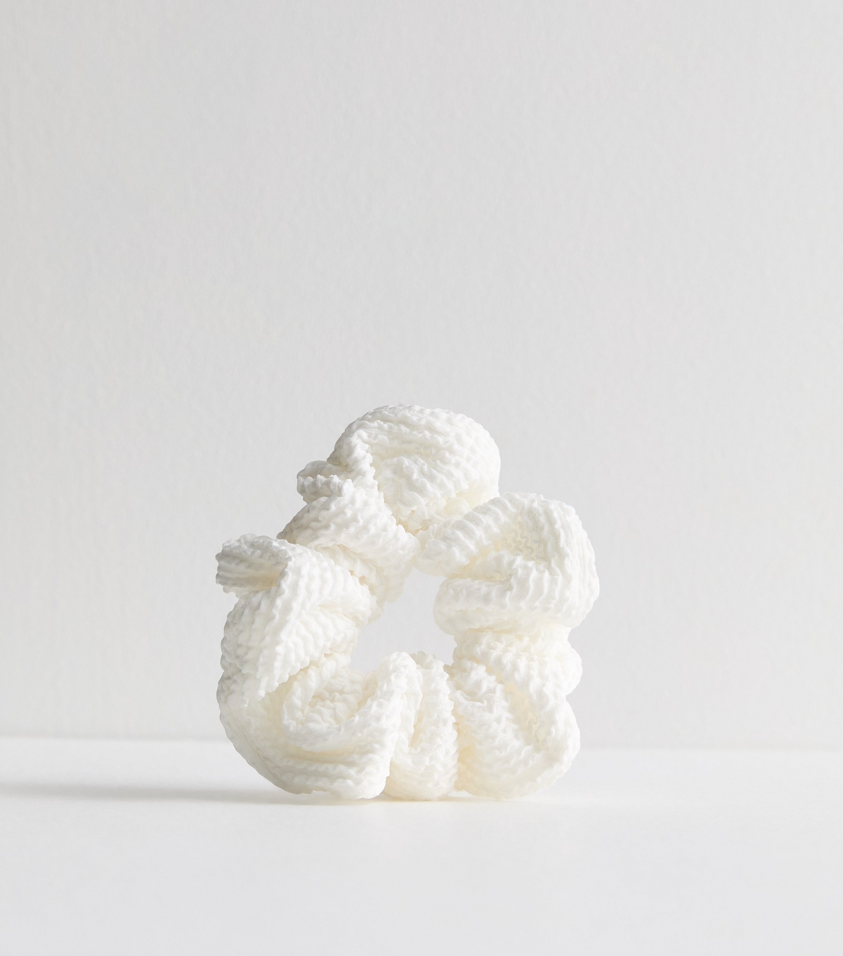 White Textured Scrunchie New Look