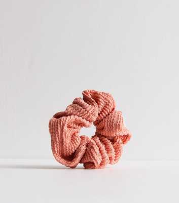 Coral Textured Scrunchie