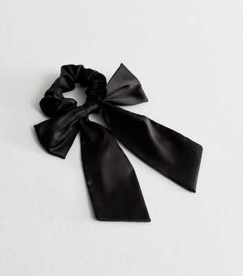Black Satin Bow Scrunchie