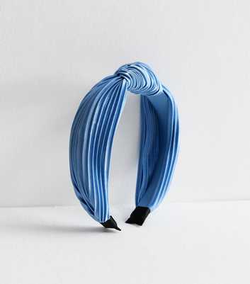 Blue Plisse Knot Headband