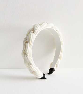 Cream Plisse Plaited Headband