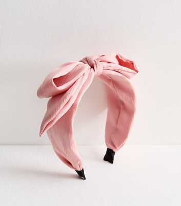 Pink Textured Bow Wide Headband