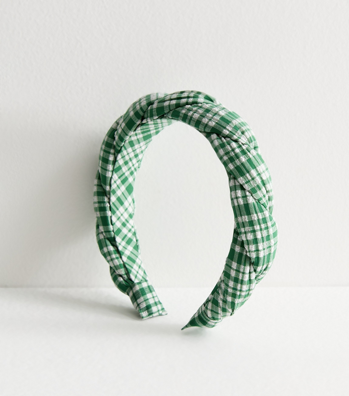 Green Gingham Twist Padded Headband New Look