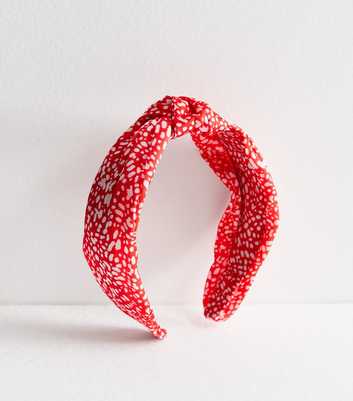 Red Animal Print Knot Headband