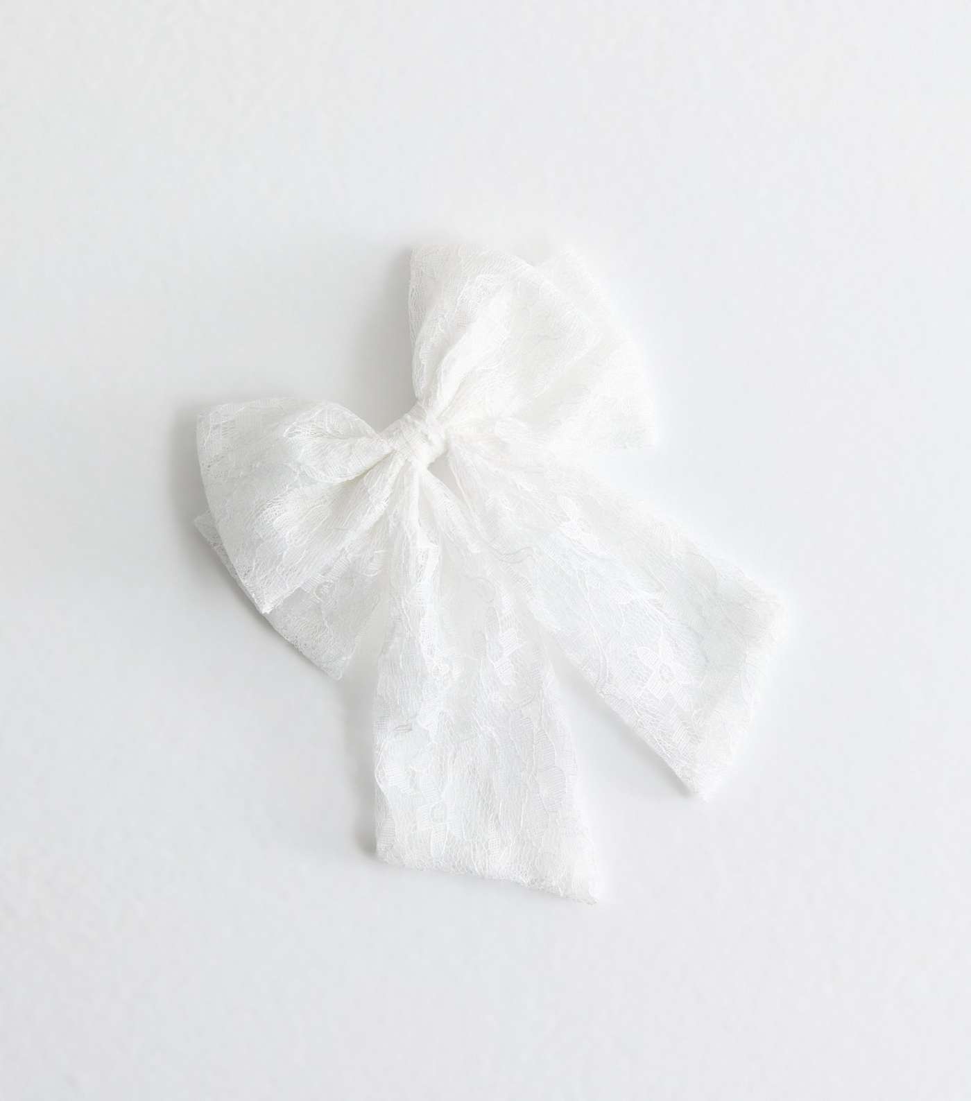 White Lace Bow Hair Slide Image 2