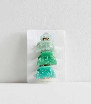 3 Pack Green and Blue Resin Mini Hair Claw Clips