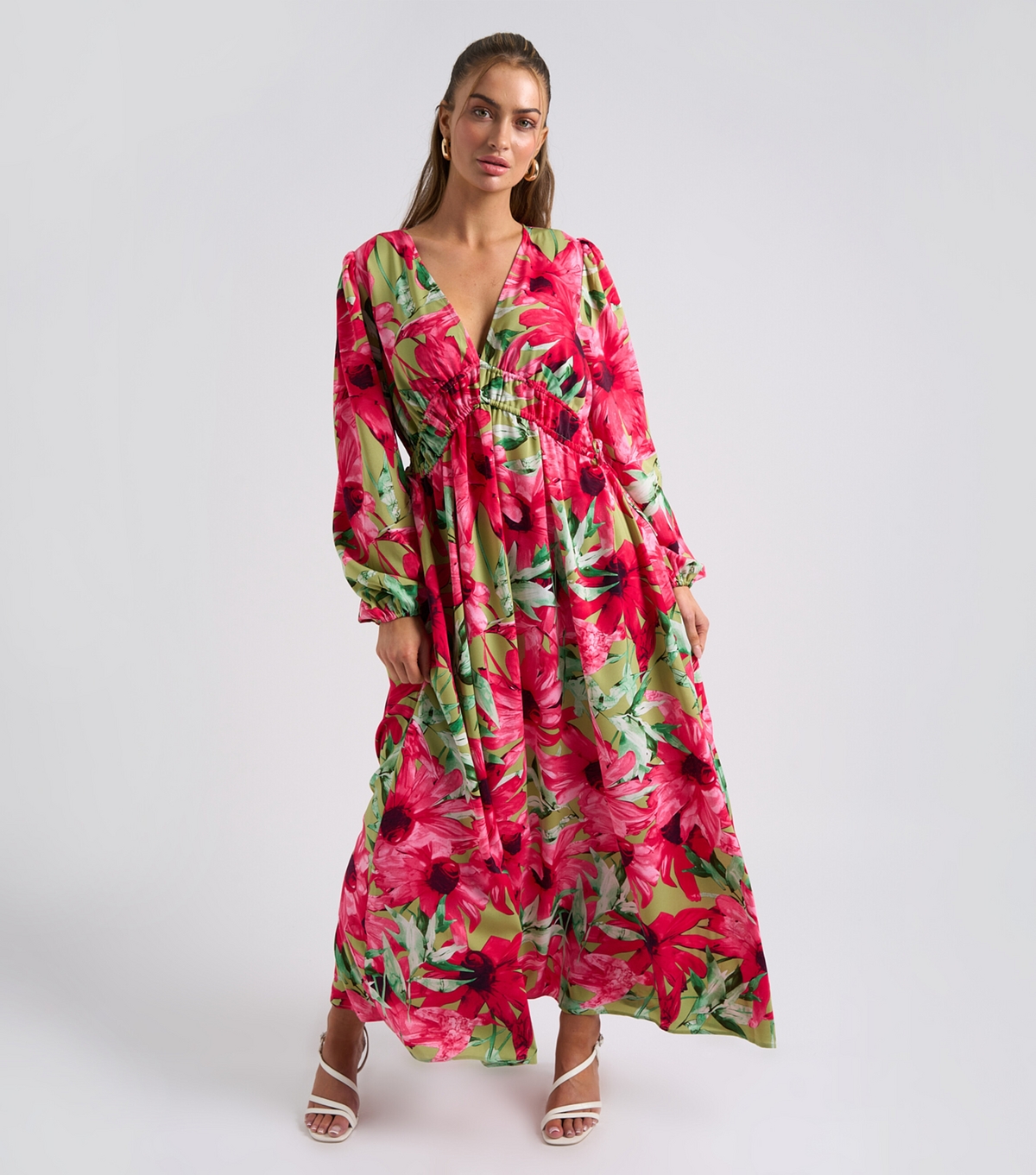 Women's Pink Floral Smocked Maxi Dress Urban Bliss New Look