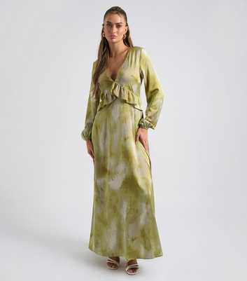 Urban Bliss Green Ruffle-Trim Maxi Dress