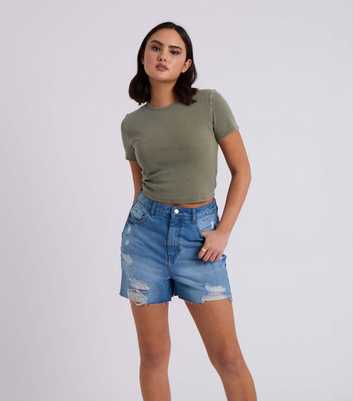 Urban Bliss Green Washed Rib T-Shirt 