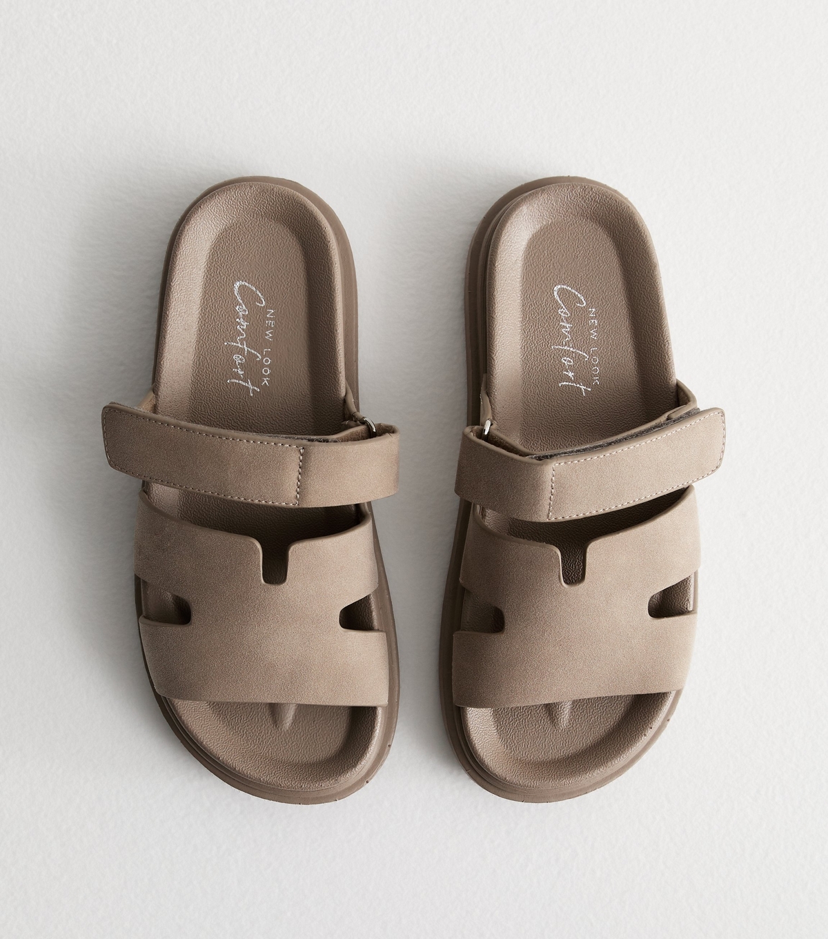 Women's Mink Suedette Flat Sandals Vegan New Look