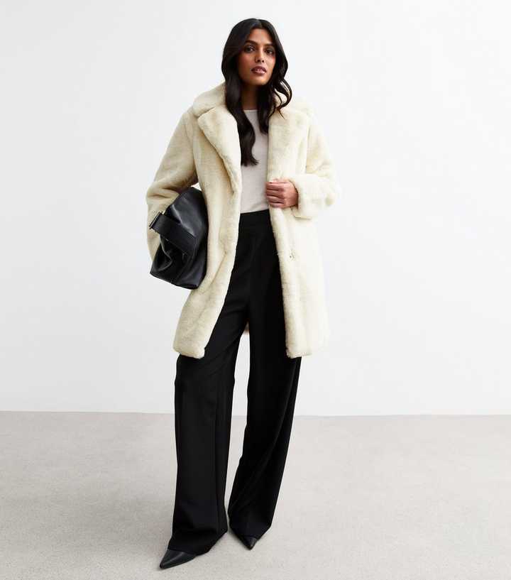Cream Faux Fur Coat