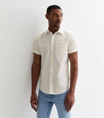 Jack Jones Off White Textured Short Sleeve Shirt New Look