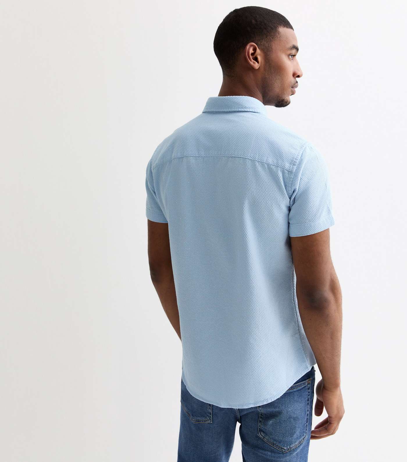 Jack & Jones Blue Textured Short Sleeve Shirt  Image 4