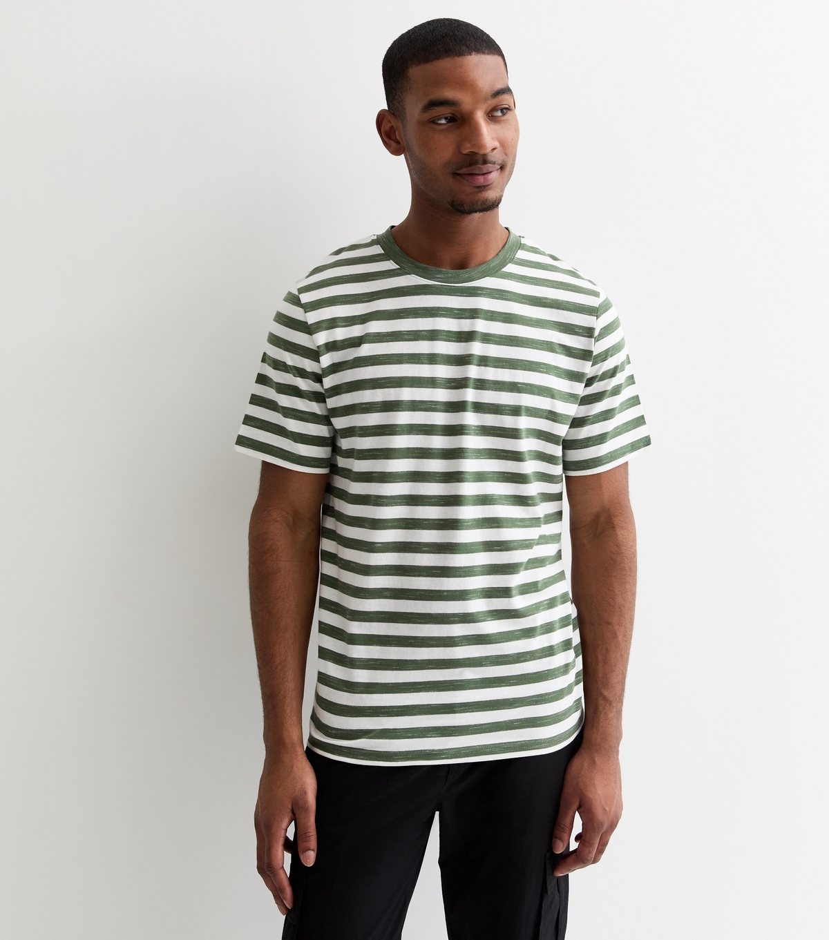 Men's Green Stripe T-Shirt Jack & Jones New Look