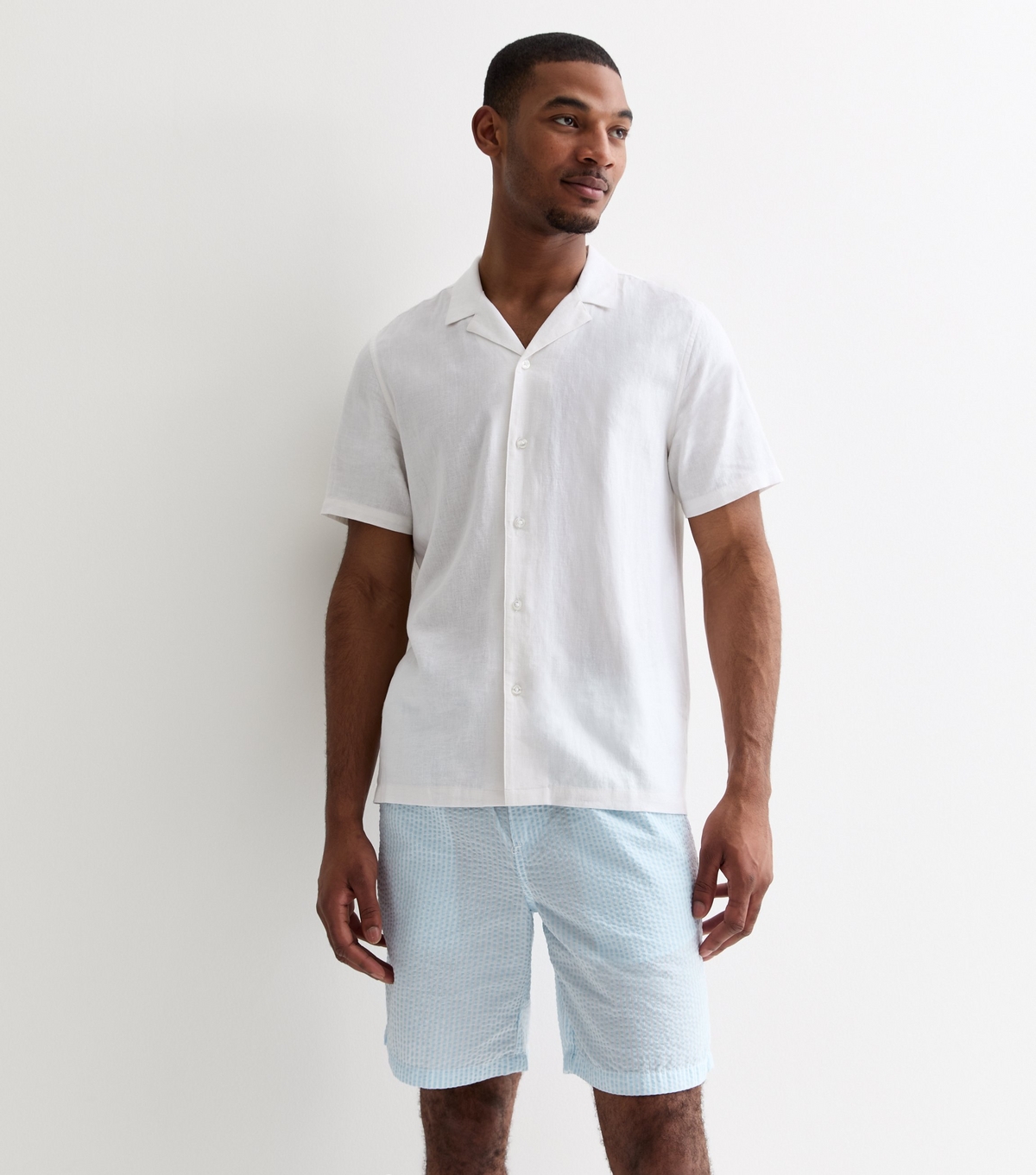 Men's Blue Seersucker Shorts Jack & Jones New Look