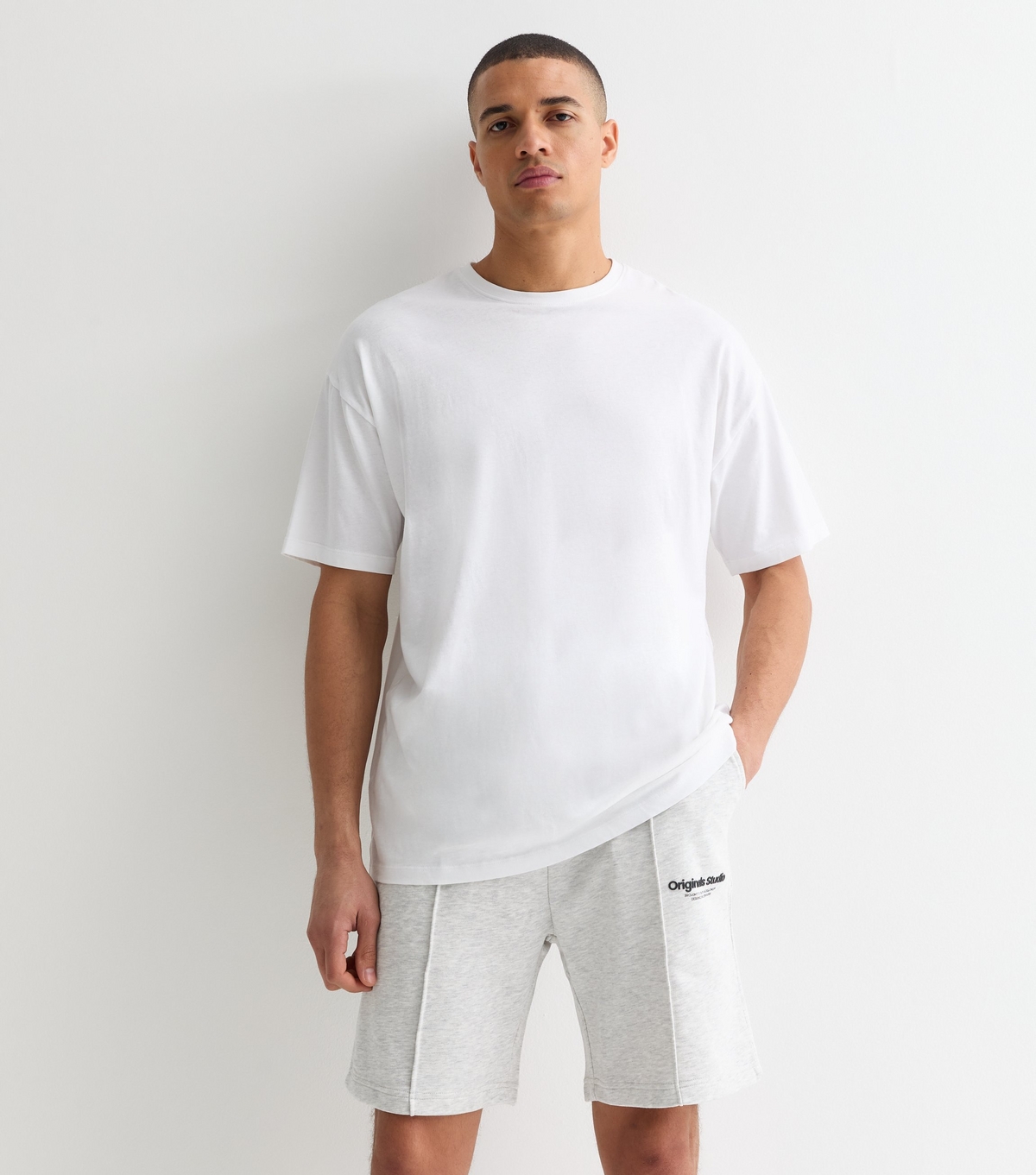 Men's White Regular Logo Sweat Shorts Jack & Jones New Look