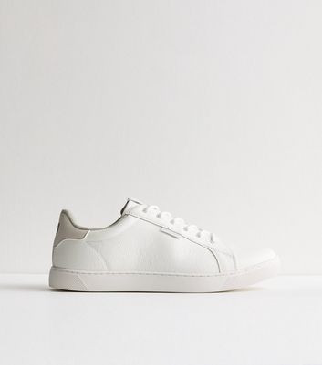 Mens all white leather trainers deals