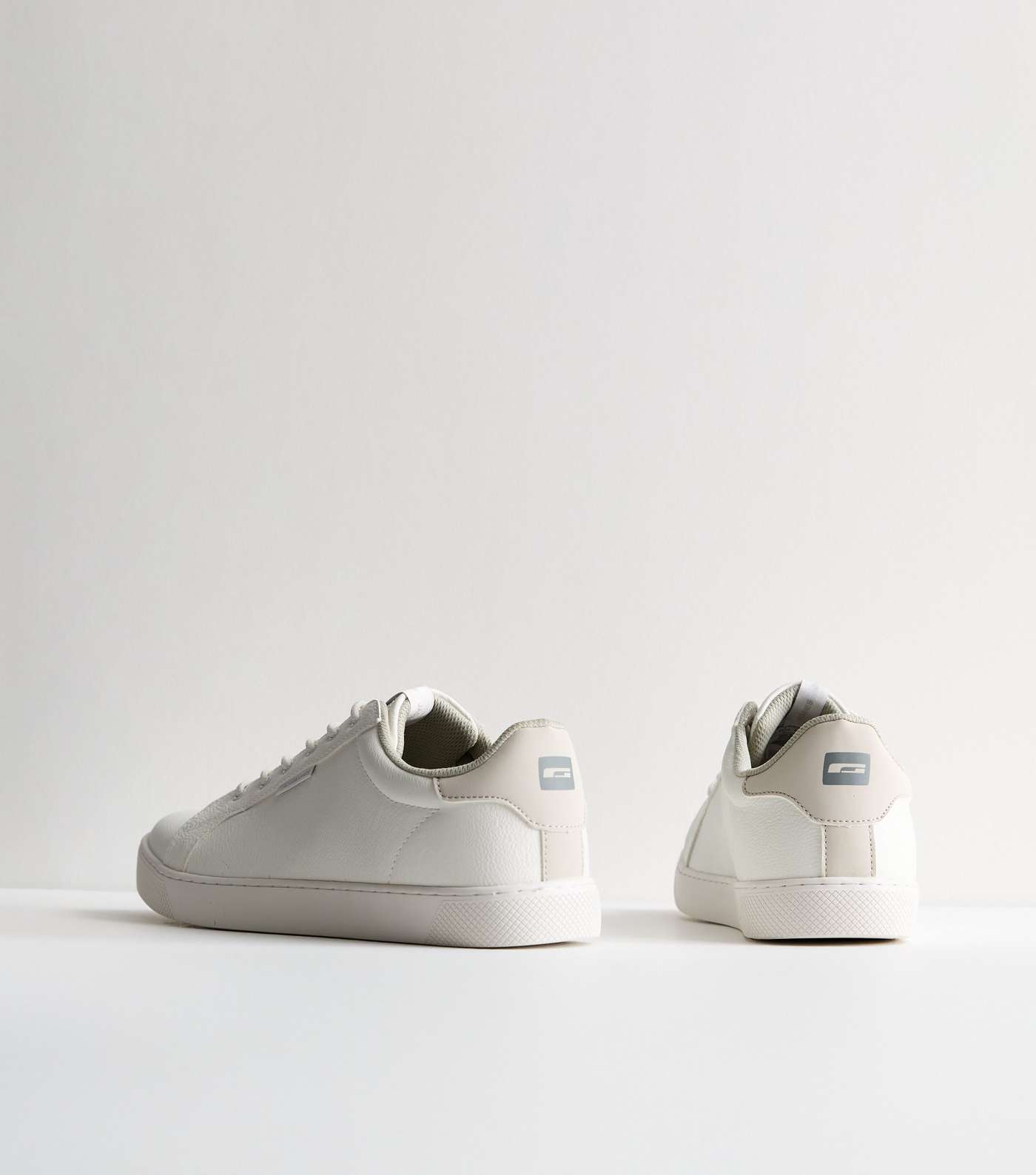 Jack & Jones White Leather-Look Lace Up Trainers Image 3