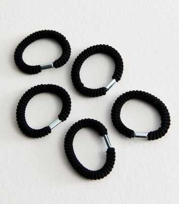 5 Pack Black Thick Ribbed Hair Bands