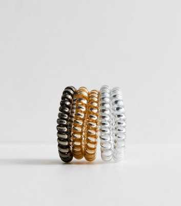 5 Pack Multicoloured Metallic Spiral Hairbands