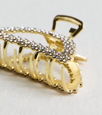 Gold Diamante Cut Out Mini Hair Claw Clip New Look