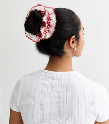 Red Gingham Frill Scrunchie