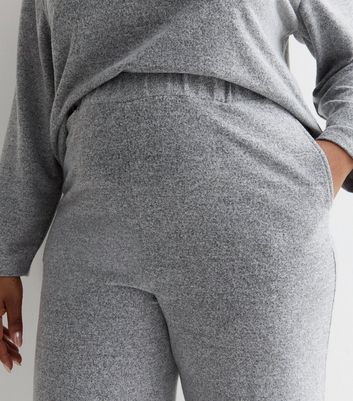 Curves Grey Brushed Knit Trousers New Look