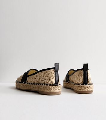 Black Raffia Closed Toe Espadrilles New Look