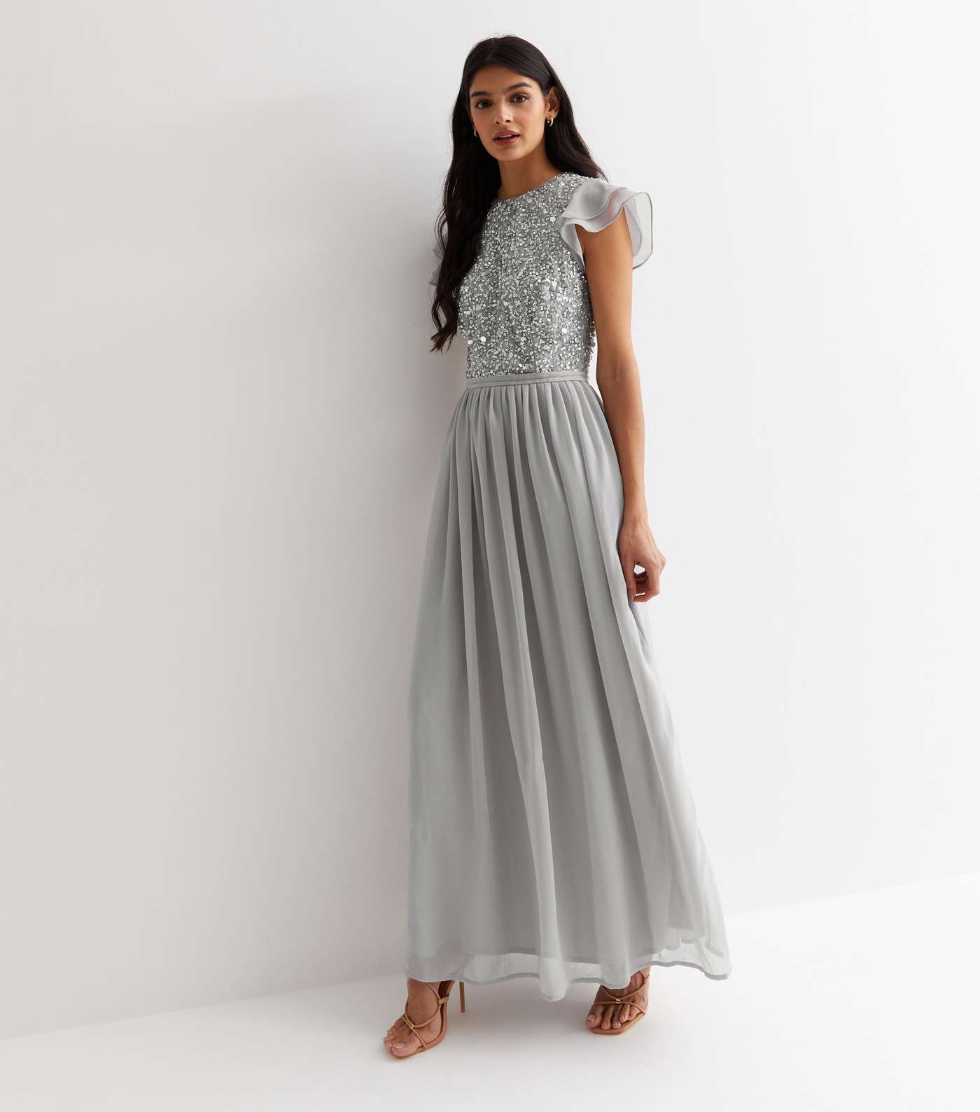 Gini London Grey Sequin Maxi Dress Image 3