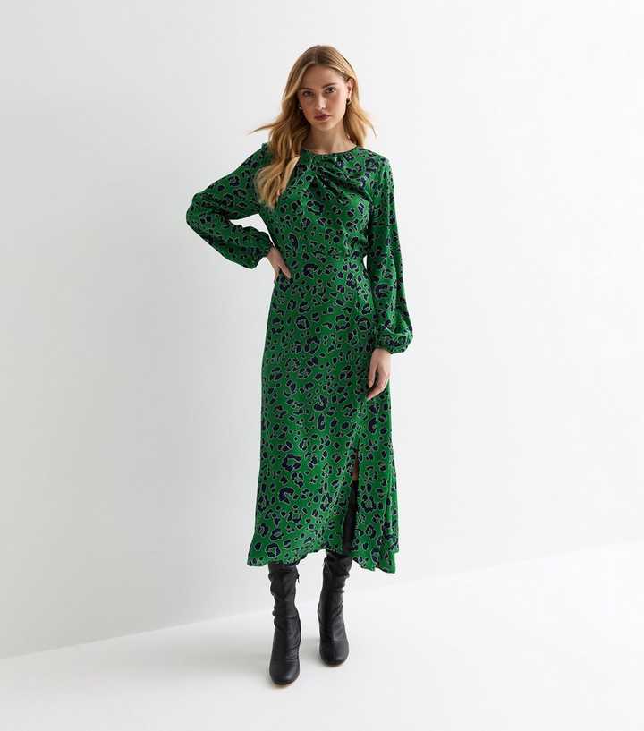 new look green animal print dress Gini London Twist Midi 24boucle