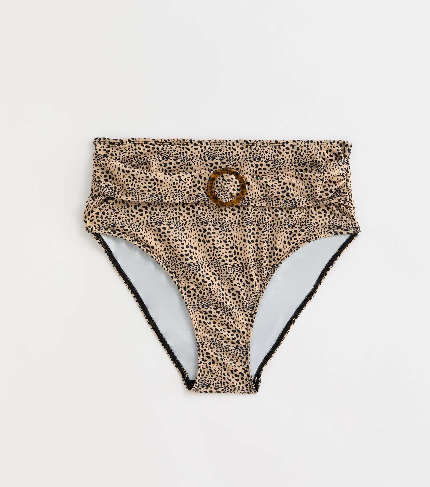Gini London Light Brown Animal Print Belted High Waist Bikini Bottoms Image 5