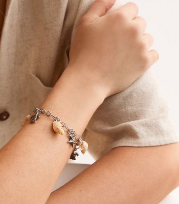 Silver Starfish and Shell Charm Bracelet New Look