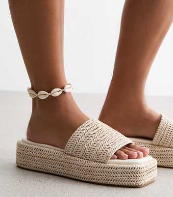 Cream Shell Cord Anklet 