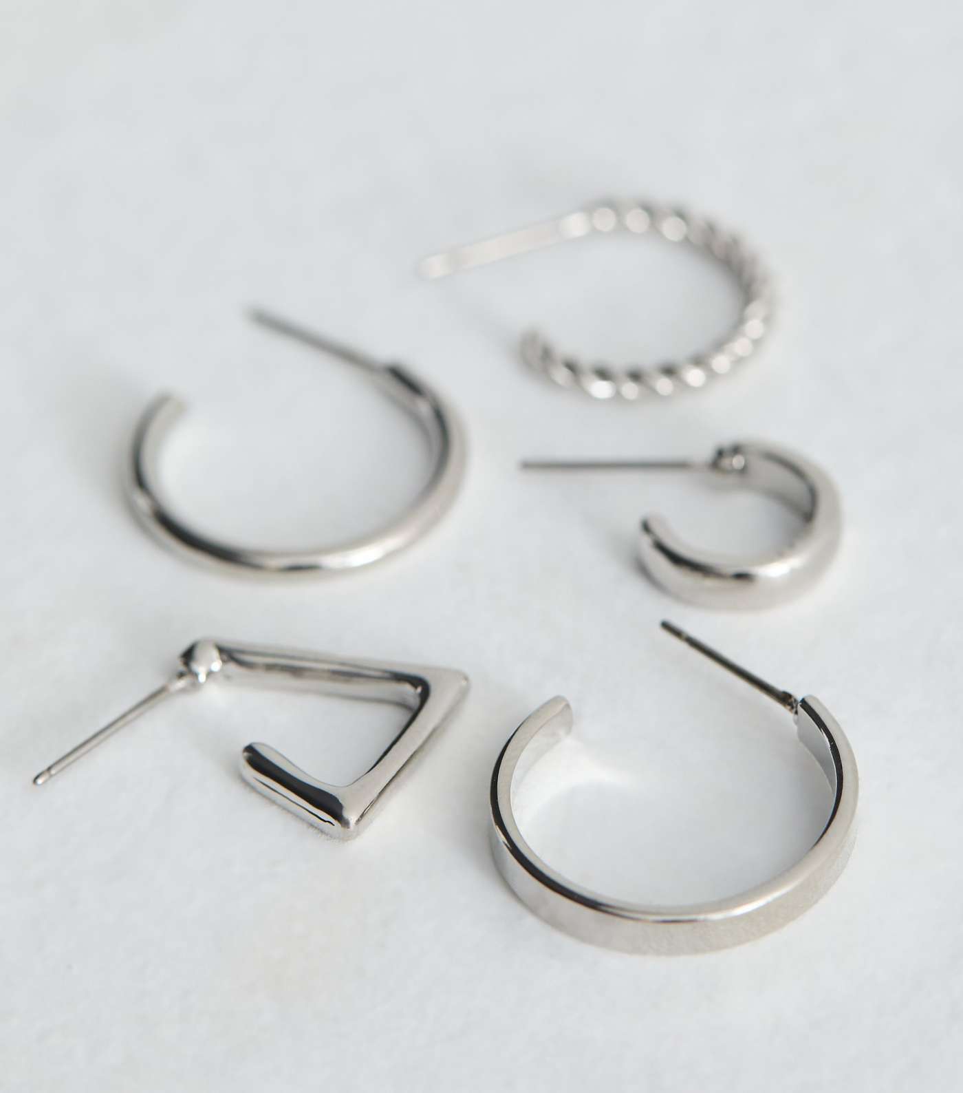 6 Pack Silver Mixed Twist Hoop Earrings Image 5