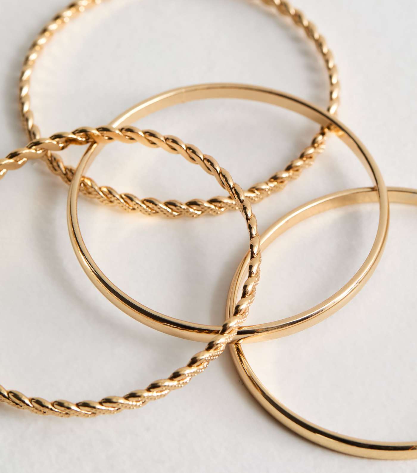 4 Pack Gold Twisted and Plain Bangles Image 5