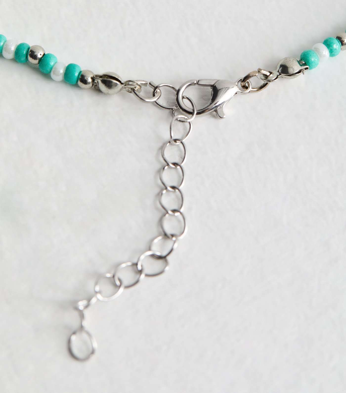 2 Pack Silver and Turquoise Beaded Anklets Image 4