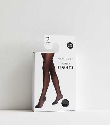 Black 2 Pack of Glossy Tights 