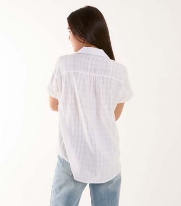 Blue Vanilla White Cotton Short Sleeve Shirt New Look