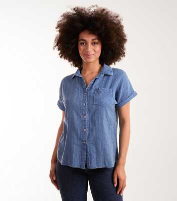 Blue Vanilla Blue Patterned Cotton Short Sleeve Shirt