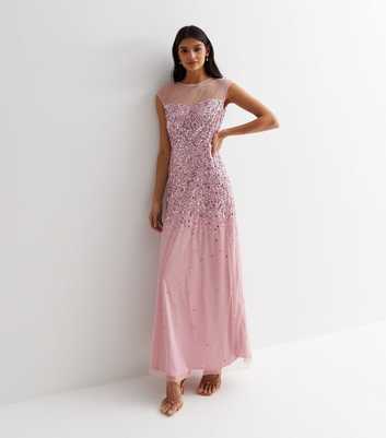 Gini London Mid Pink Ombré Sequin Maxi Dress