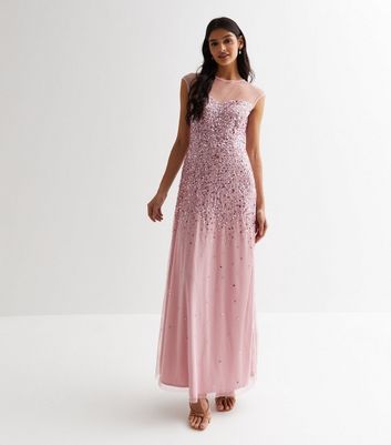 Gini London Mid Pink Ombre Sequin Maxi Dress New Look